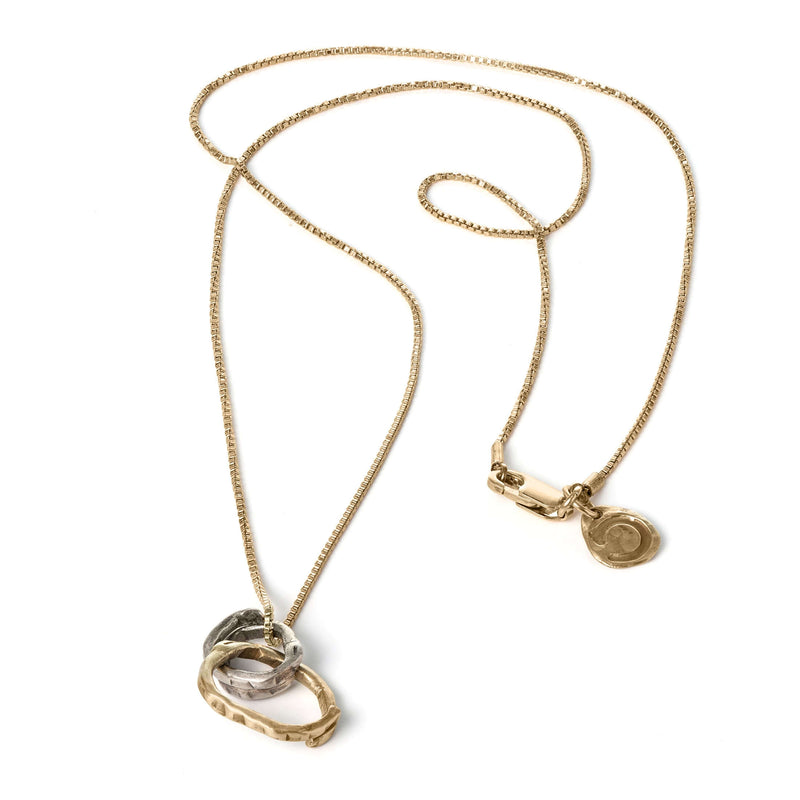 Ovals Gold and Silver Ring Necklace