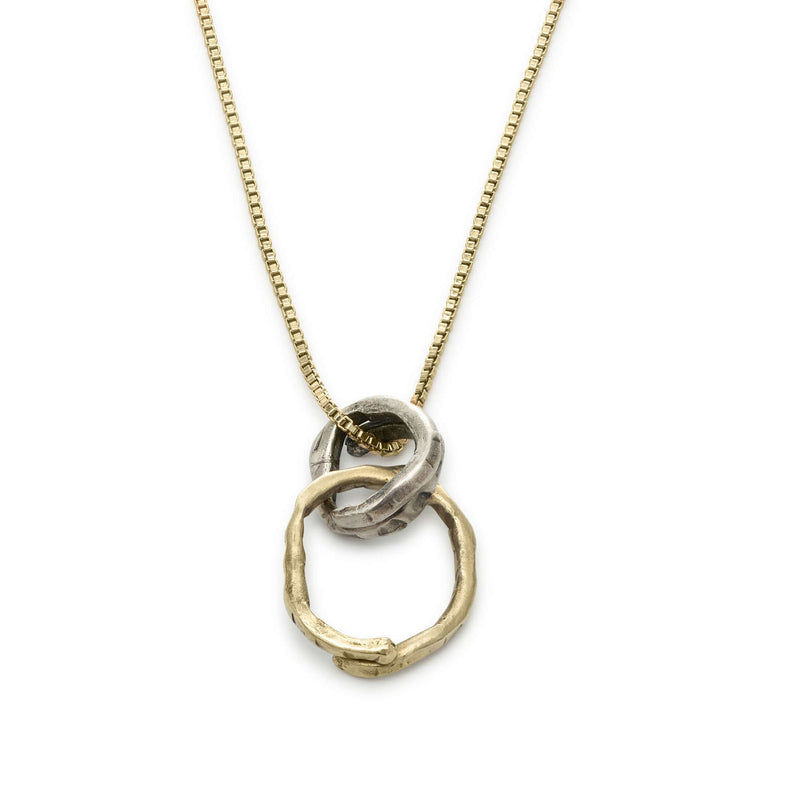 Ovals Gold and Silver Ring Necklace