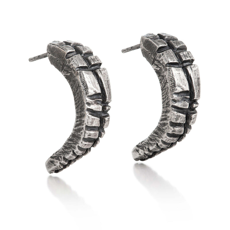 Crocodile Tale Curved Sterling Silver Earrings - Eclectiker