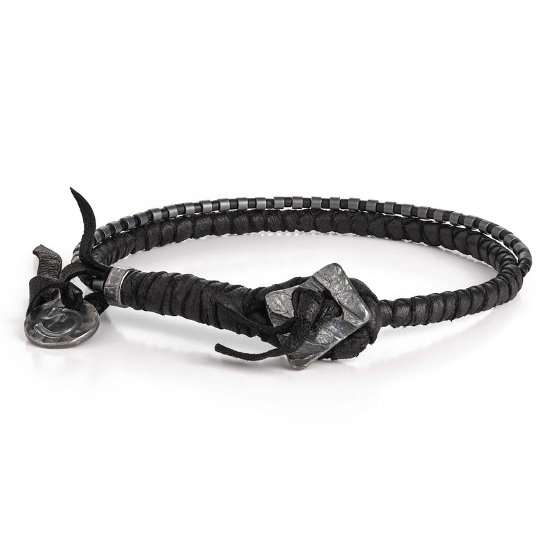 Dark Hematite Beads Leather Bracelet - Eclectiker