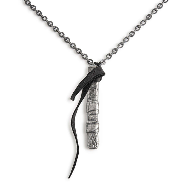 Obelisk Leather and Silver Necklace - Eclectiker