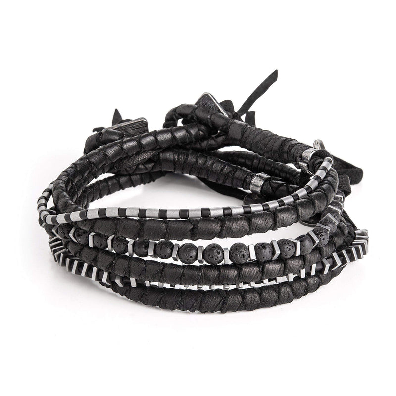 Rom Onyx, Hematite, Lava ,and Silver Bracelet Stack - Eclectiker 