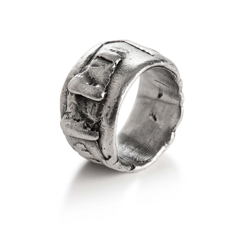 Splinting Hand-Carved Sterling Silver Pinky Ring - Eclectiker