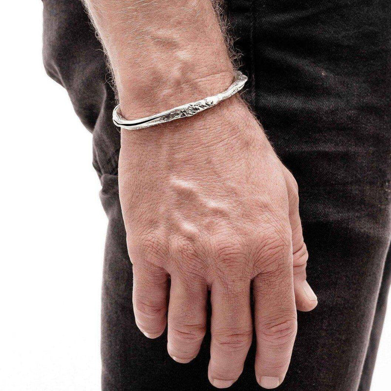 Sterling Silver Hand-Carved Cuff Bracelet - Eclectiker