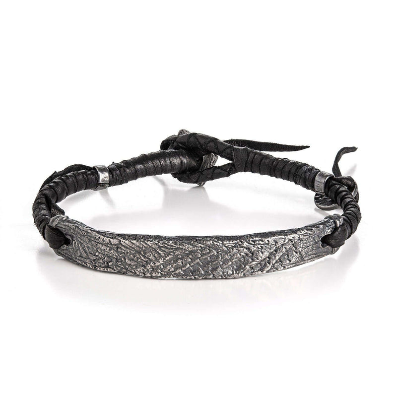 Thick Silver Plate On Leather Bracelet - Eclectiker